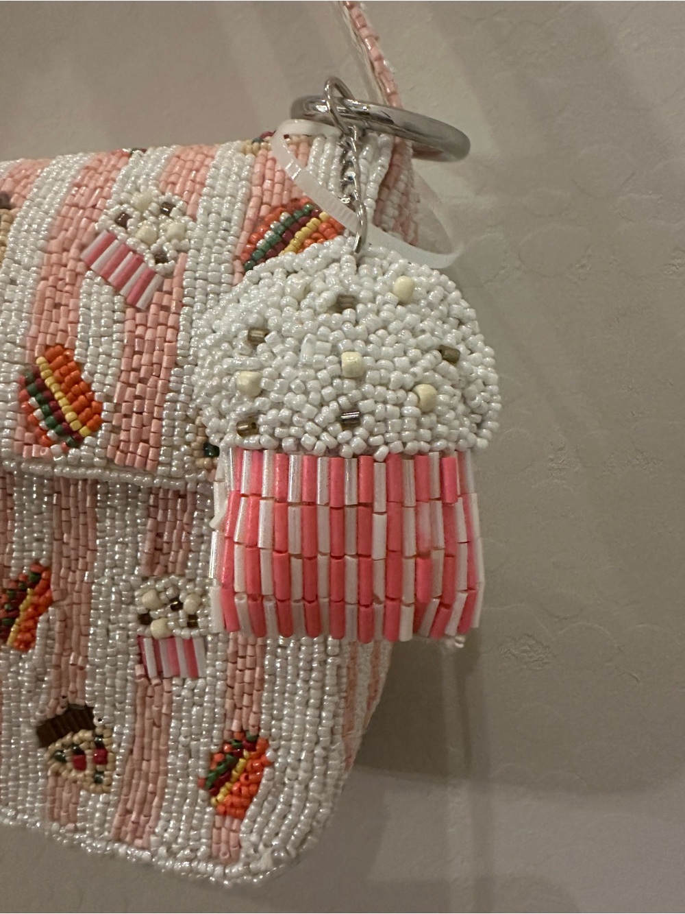 VIRAL Handmade Beaded Movie Night Popcorn Pizza Hamburger Shoulder Bag - Picture 4 of 13
